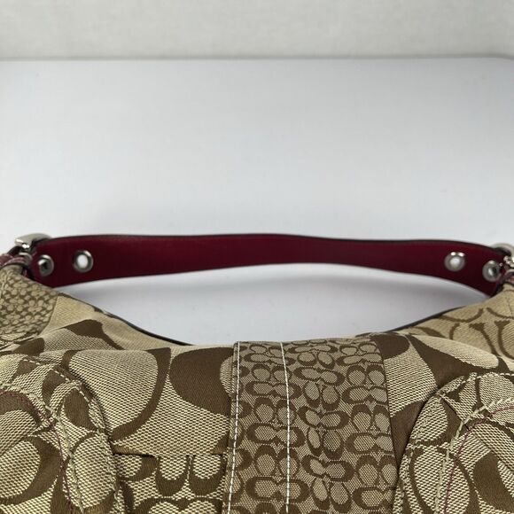 Y2K Coach Patchwork Purse Monogram Hobo Shoulder Bag Red Crocodile Print Handle - Picture 9 of 16